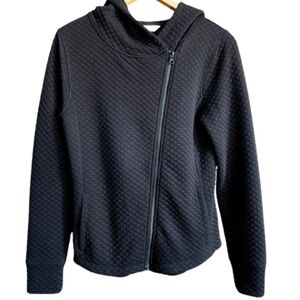 Womens S DSG Black Quilted Athleisure Cozycore Zipper Hoodie